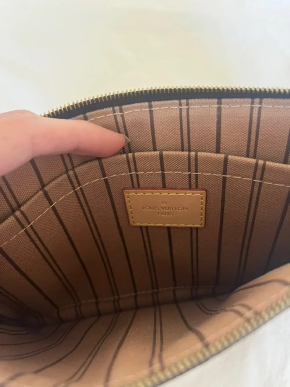 Louis Vuitton Brown Striped Canvas Wristlet Pouch